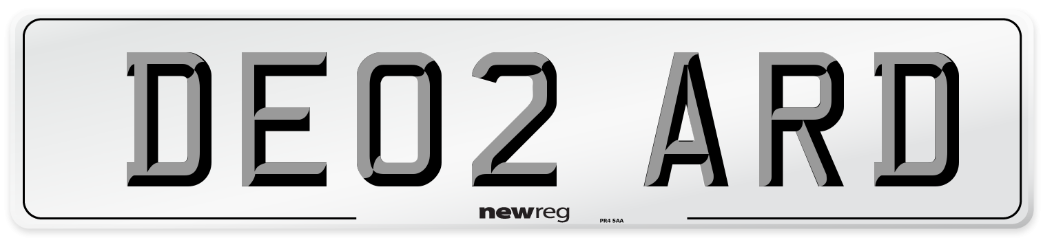 DE02 ARD Number Plate from New Reg
